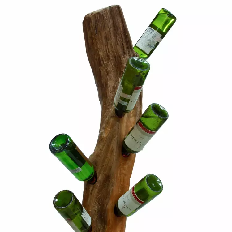Natural Teak Root Freestanding Wine Rack 8 bottles 